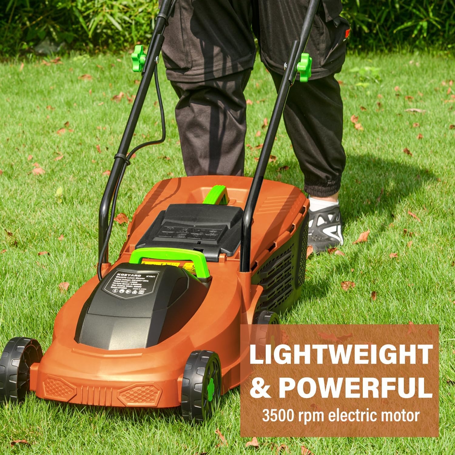 KOZYARD 2-in-1 Corded Electric Lawn Mower 1300W: image 8