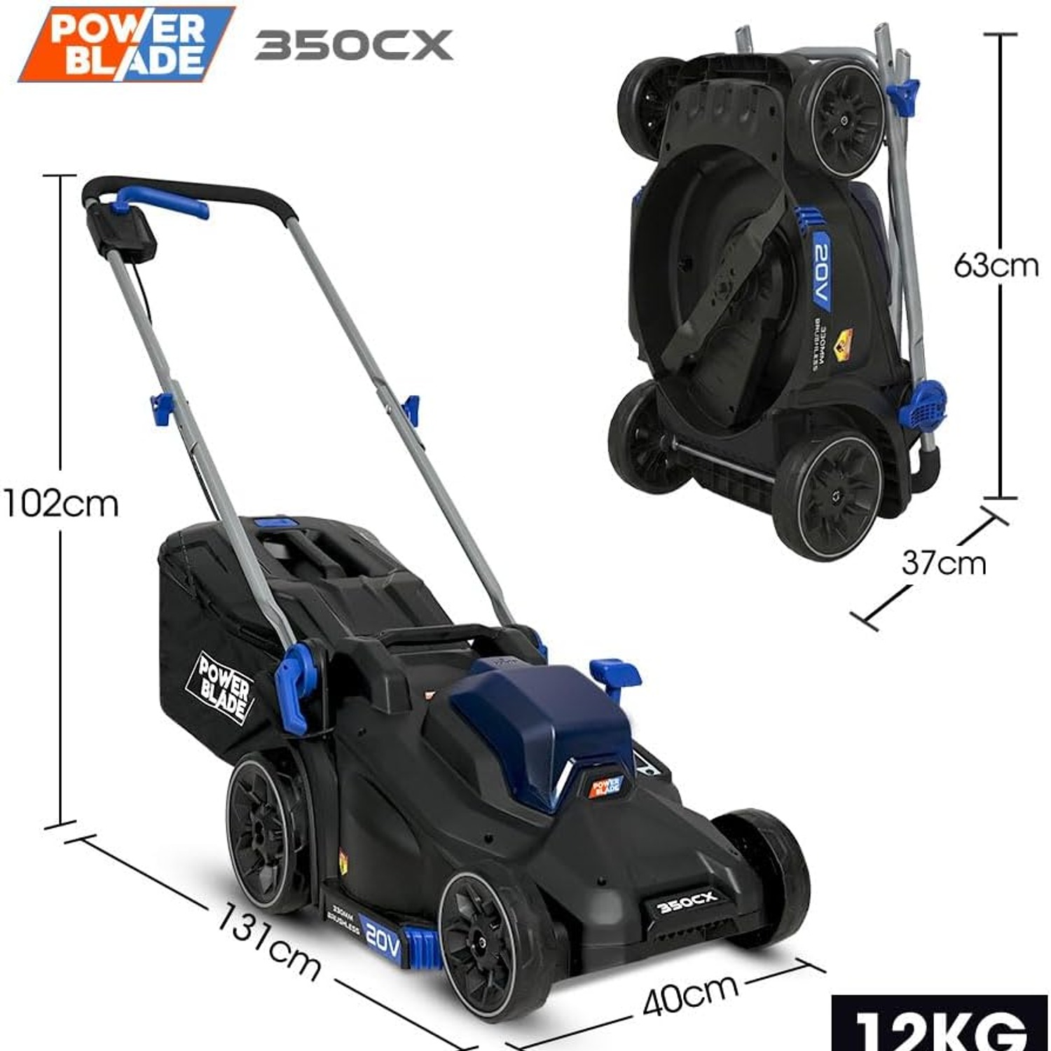 PowerBlade 350CX Compact Cordless Lawn Mower (20V, 330mm)