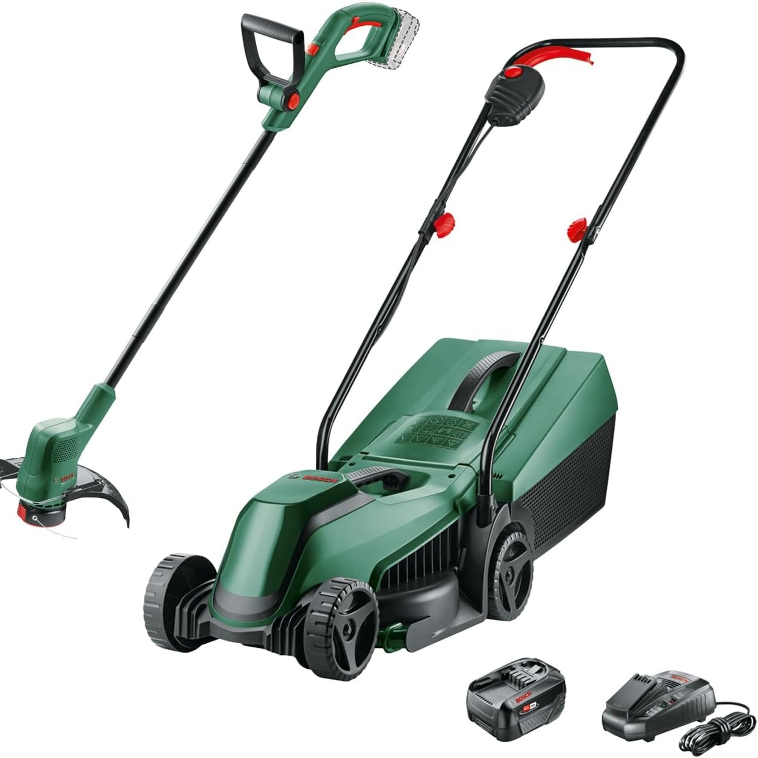 Bosch 18V Cordless Mower and Trimmer Kit with 4.0Ah Battery and Fast Charger